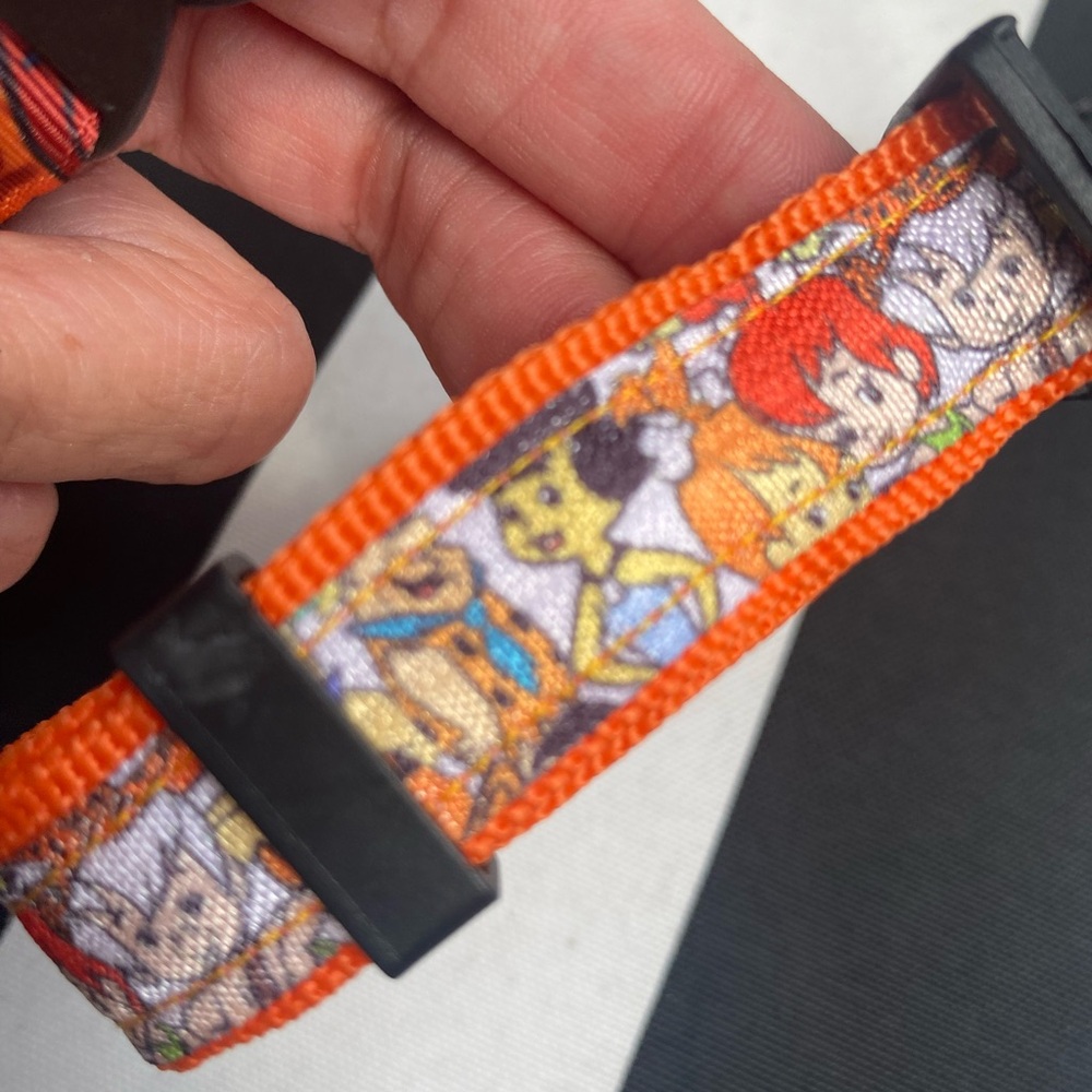 YABBA DABBA DOO! Flintstones Dog Collar cartoon print orange cat bam pebbles M